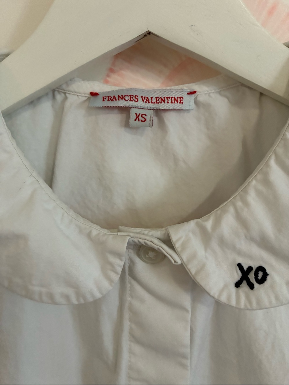 Frances Valentine Sleeveless Shirt with Peter Pan Collar and XO Embroidery